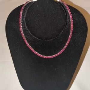Elegant Pink and Silver Necklace